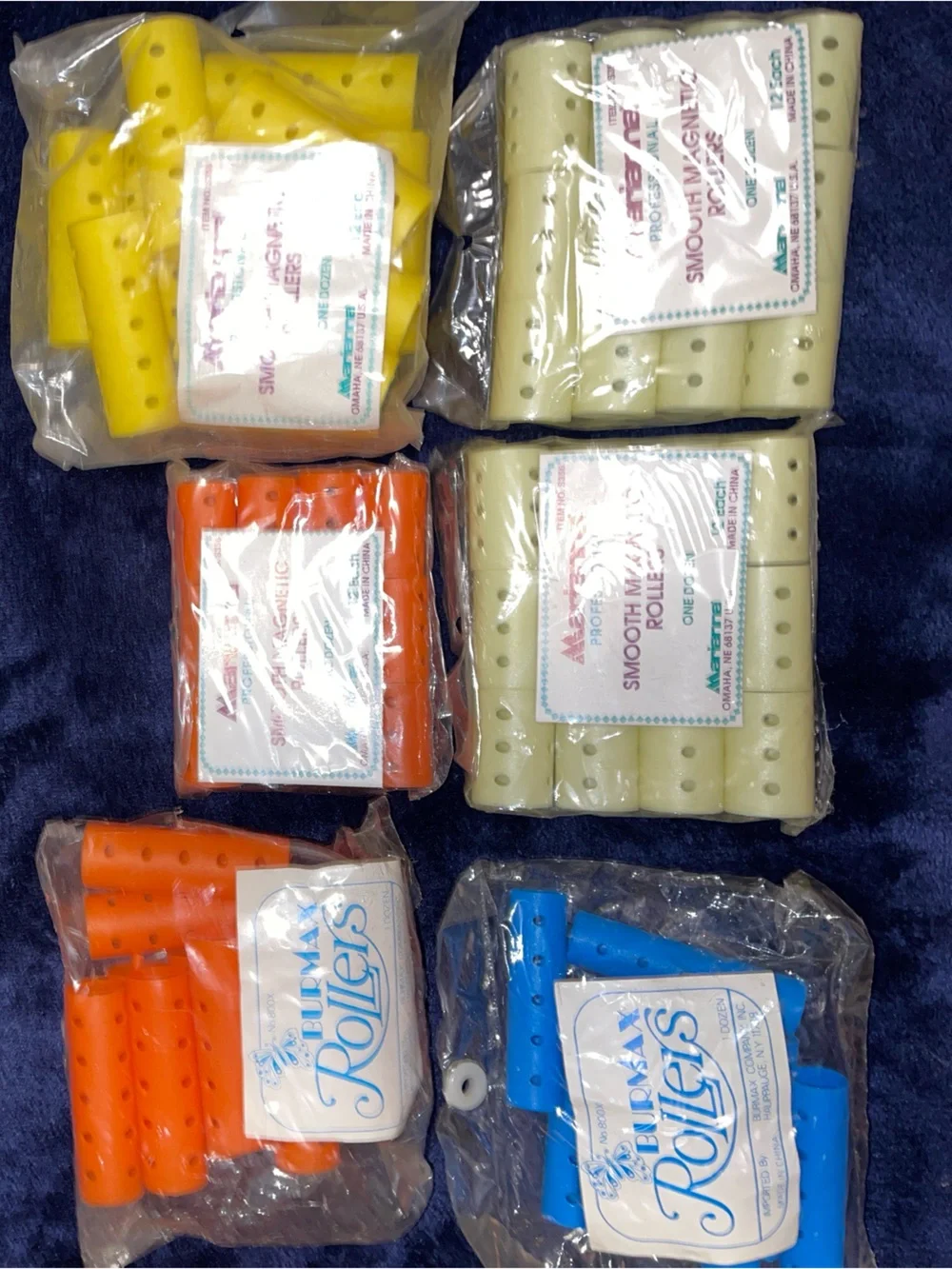 Mariana Hair Rollers in Blue, Orange, Yellow, Cream